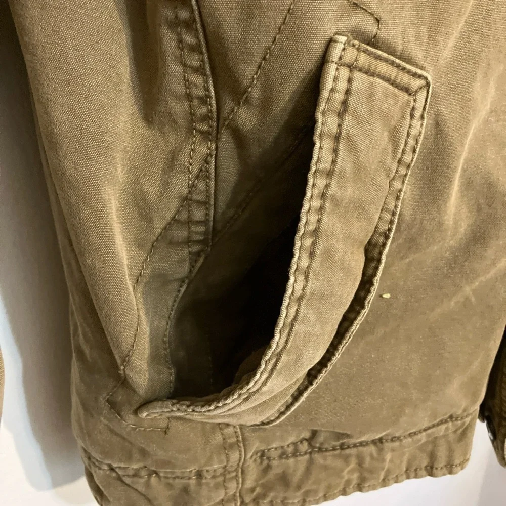 Levi’s canvas jacket with fleece lining and quotes arms Small Silver label